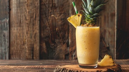 Poster - A pineapple drink with a fresh pineapple slice inside