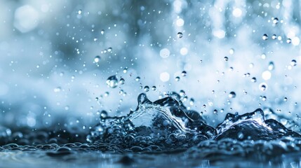 Canvas Print - Close-up water splash on blue backdrop