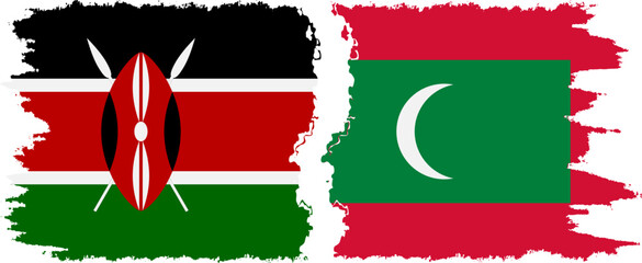 Maldives and Kenya grunge flags connection vector