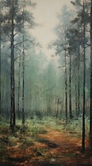 vintage painting wallpaper forest outdoors woodland.