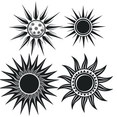 Poster - Set of sun vector silhouette an white background 