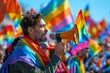 © Aurora Blaze - Passionate LGBT advocate rallying crowd at Pride parade
