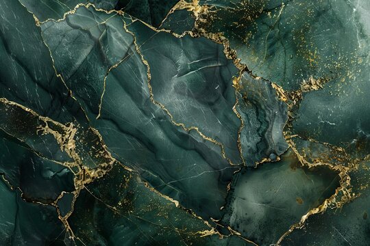 abstract dark green marble stone with thin gold veins luxurious natural texture background
