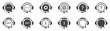 Set of support service icons. Speech bubbles with headphones, live chat symbol, call center. Hotline, customer advice, online web support. Vector.