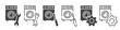 Set of washing machine repair icons. Damaged washing machine, diagnostic, repair, fixing, maintenance. Vector. EPS10.