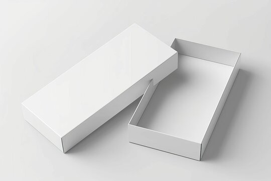blank white horizontal rectangle box packaging mockup template 3d illustration