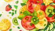 Plate filled colourful fruits and fresh salad vibrant health and wellness