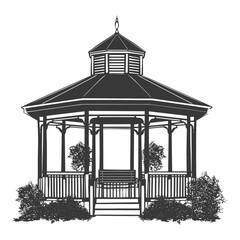 Silhouette garden gazebo black color only full