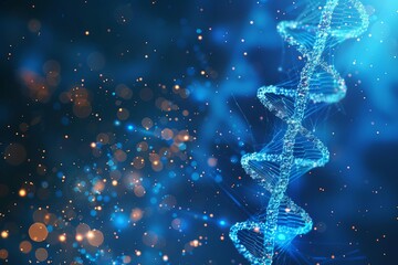 dna molecule structure on abstract blue background concept illustration for biochemistry and science