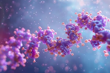 Sticker - complex protein or enzyme structure 3d illustration for biochemistry and molecular biology