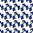 Indigo blue Japanese block print effect pattern. Seamless hand made vector design for fabric batik background and faded fashion repeat. 