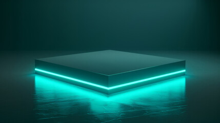 Poster - 3d rendered sleek, illuminated display stand for product showcasing