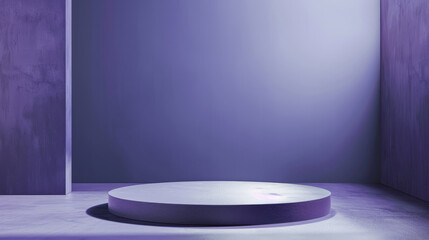 Poster - Purple stage with a single spotlight and textured backdrop for product display