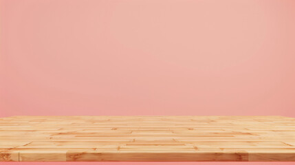 Aufkleber - Smooth pastel pink background on empty wood table surface ideal for product display