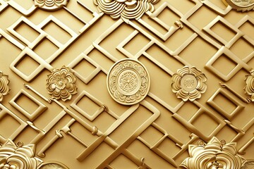 luxurious gold background with circular chinese pattern elegant wallpaper design for cosmetic advertisement 3d illustration 8