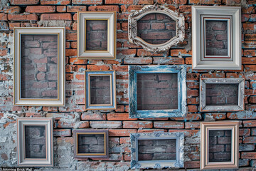 Empty Frames Adorning Brick Gallery Wall