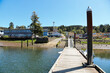Along the Oregon Coast: Looking up from the dock on the Nehalem River towards the quaint town of Wheeler.