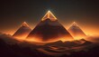 Neon Relics: Dark Orange Outlines Illuminate Egypt's Pyramids