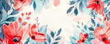 Fototapeta Tulipany - Vibrant Watercolor Floral Border with Copy Space for Text or Image Overlay