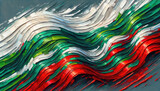 Fototapeta  - Expressive impasto waves in Bulgarian flag colors, textured and vibrant.