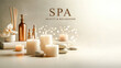 Soft candle glow with elegant spa accessories.