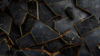 © DigitaArt.Creative - a complex geometric pattern with black textured surfaces, intricately divided by golden lines