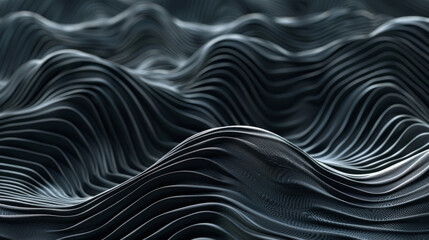 Aufkleber - Detailed view of a 3d-rendered monochrome wavy surface simulating a textured landscape