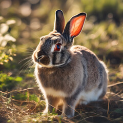 Wall Mural - rabbit in the grass