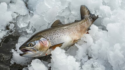 Wall Mural - A fish on ice