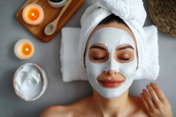 Canvas Print - Woman receiving a rejuvenating facial treatment, skincare and pampering