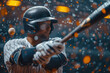 On field of professional baseball stadium, professional baseball players are in action AI Generative