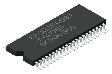 Poster - microchip computer electronic component. microchip icon. isometric microchip. computer processor tec