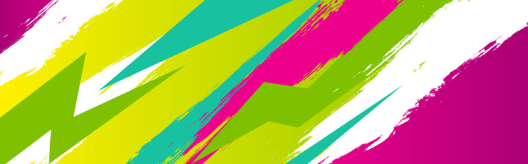 Poster - Abstract colorful diagonal brush background with flash thunder elements. Vector illustration. Can be used for advertising, presentation. Watercolor background. Turquoise, teal, pink, green colors