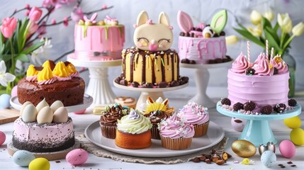 Poster - A variety of desserts on a table