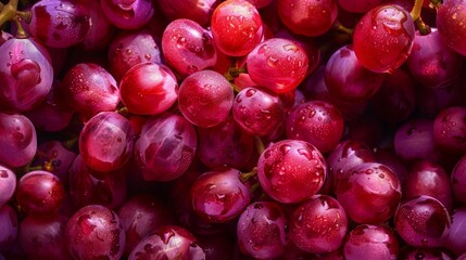 Wall Mural - Red grapes with water drops