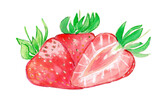 Fototapeta Miasta - Three fresh red strawberries