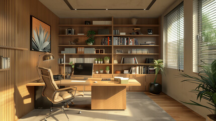 Poster - modern office workspace at home, work from home or freelance business 