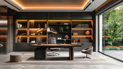 Poster - modern office workspace at home, work from home or freelance business 