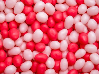 Poster - red and white round candy background