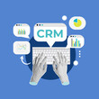 © N-Universe - Businessman, computer, control panel, CRM, relationship management, customer, marketing system, business sales, Database Analysis, Technology, Internet, Customer Relationship Management, Marketing