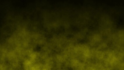 Wall Mural - yellow smoke on black, dynamic fog rising wall, endless smoke overlay, steam motion design, gas particles