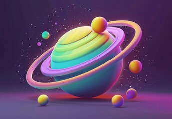 Wall Mural - 3D cartoon style planet Background - Wallpaper - Banner