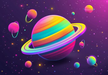 Wall Mural - 3D cartoon style planet Background - Wallpaper - Banner
