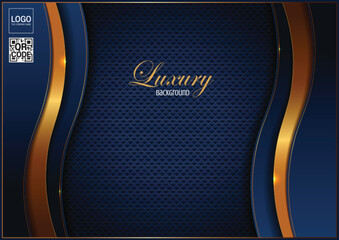 Poster - luxury curve lines border gold on blue Abstract background, elements, perfect marketing materials, Modern banners websites, premium Banner Illustration.