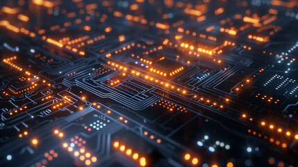 Poster - futuristic cyber technology background featuring glowing circuit patterns or binary codes, modern cyber tech wallpaper 