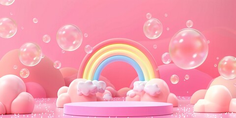 Canvas Print - 3D Cute Rainbow Cartoon Iluustration design