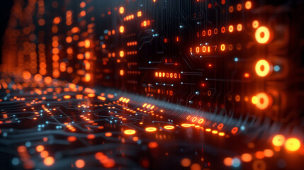 Poster - futuristic cyber technology background featuring glowing circuit patterns or binary codes, modern cyber tech wallpaper 