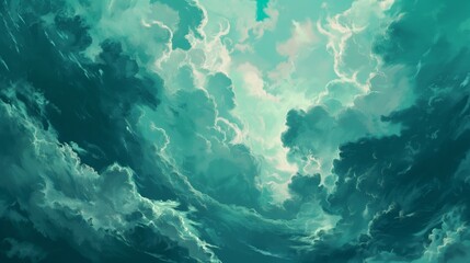 Wall Mural - Teal Clouds created with Generative AI Technology, ai, generative