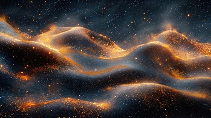 Aufkleber - A computer-generated image showcasing a dynamic, wave-like formation in the vastness of space.