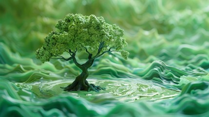 Wall Mural - Small tree on green ground